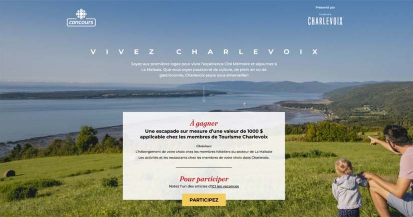 Concours Vivez Charlevoix de Radio-Canada
