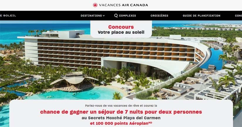 Concours Votre place au soleil de Vacances Air Canada