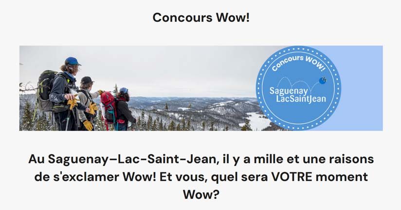 Concours Wow de Tourisme Saguenay-Lac-Saint-Jean